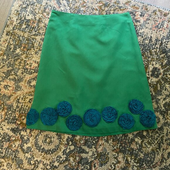Blue and Green Rosette A-Line Skirt by Boden, 12R - Picture 3 of 15